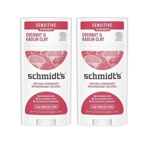 Schmidt's Sensitive Deodorant Coconut & Kaolin Clay 2‎ Pack